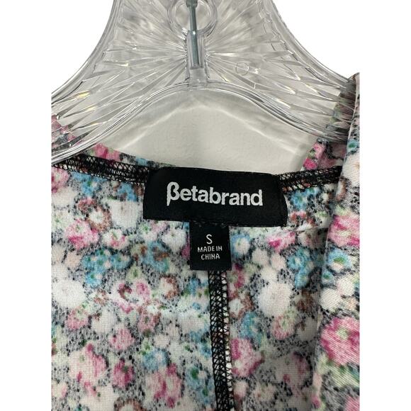 Betabrand Black Dark Floral Velvet Tunic Pullover Sweatshirt Hoodie Size Small - Picture 2 of 11